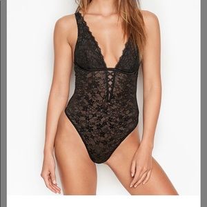Victoria Secret black floral lace teddy